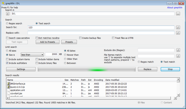 grepWin(文件搜索替换工具)