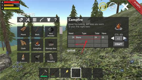 野外生存模拟器汉化版怎样搭建营火图片4